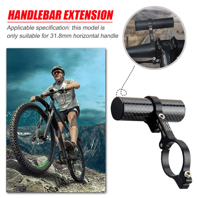 Carbon Tube Bicycle Handlebar Extender MTB Bike Headlight Bracket Holder Newly