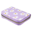 Fashion Women PU Daisy Flower Card Oaganizer Casual Ladies Wallet (Purple)