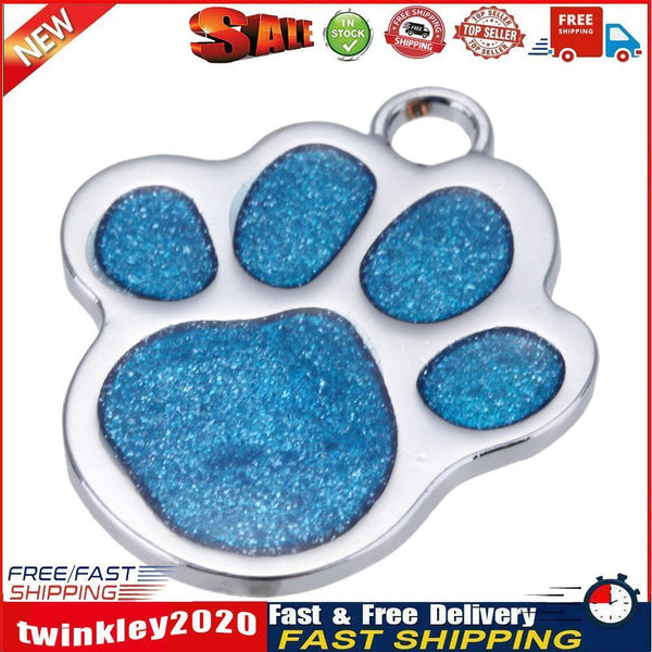 Stainless Steel Glitter Custom Pet Dog Tag Engraved Feet Card(Blue) Newly