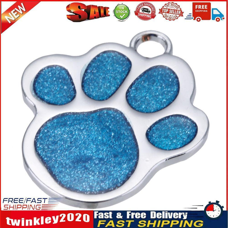 Stainless Steel Glitter Custom Pet Dog Tag Engraved Feet Card(Blue) Newly