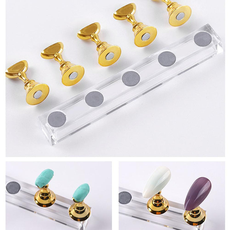 Acrylic Nail Art Practice Display Stand Chess Board Magnetic Holder (Pink)