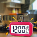 Temperature Alarm Clock LED Digital Backlight Calendar Snooze Clock (Red)
