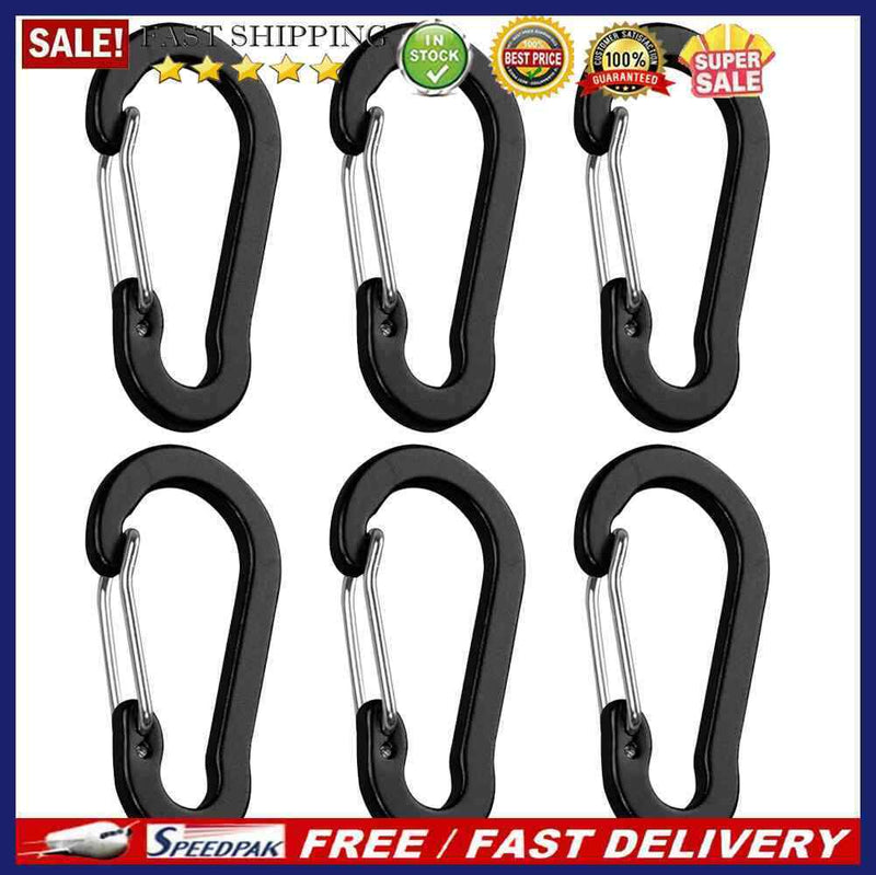 6pcs Outdoor Camping Carabiner Clips Keychain Backpack Mountaineering Buckles
