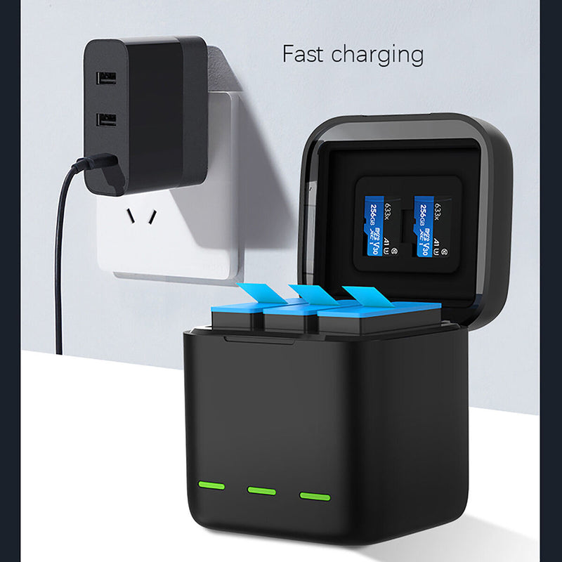 3 in 1 Charging Set Storage Battery Charger Charging Box for GoPro Hero 9 Action