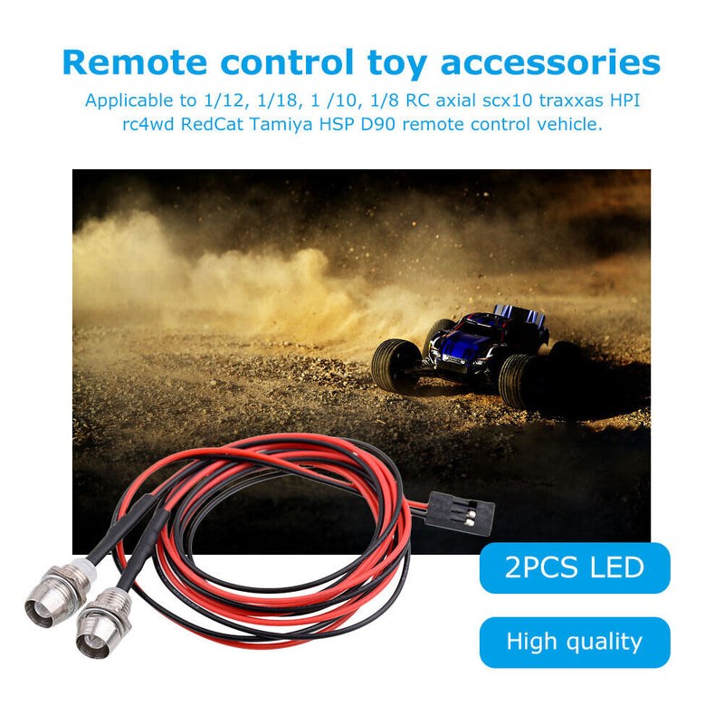 2pcs RC Cars 5mm LED 70cm Headlight Taillight for 1/12 1/18 1/10 1/8 Axial Scx10