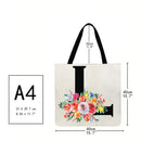 Alphabet flowers Printed Shoulder Shopping Bag Casual Large Tote Handbag L