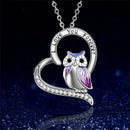 Day Shiny Diamond Necklace I Love You Forever Owl Pendant Heart Animal Necklace
