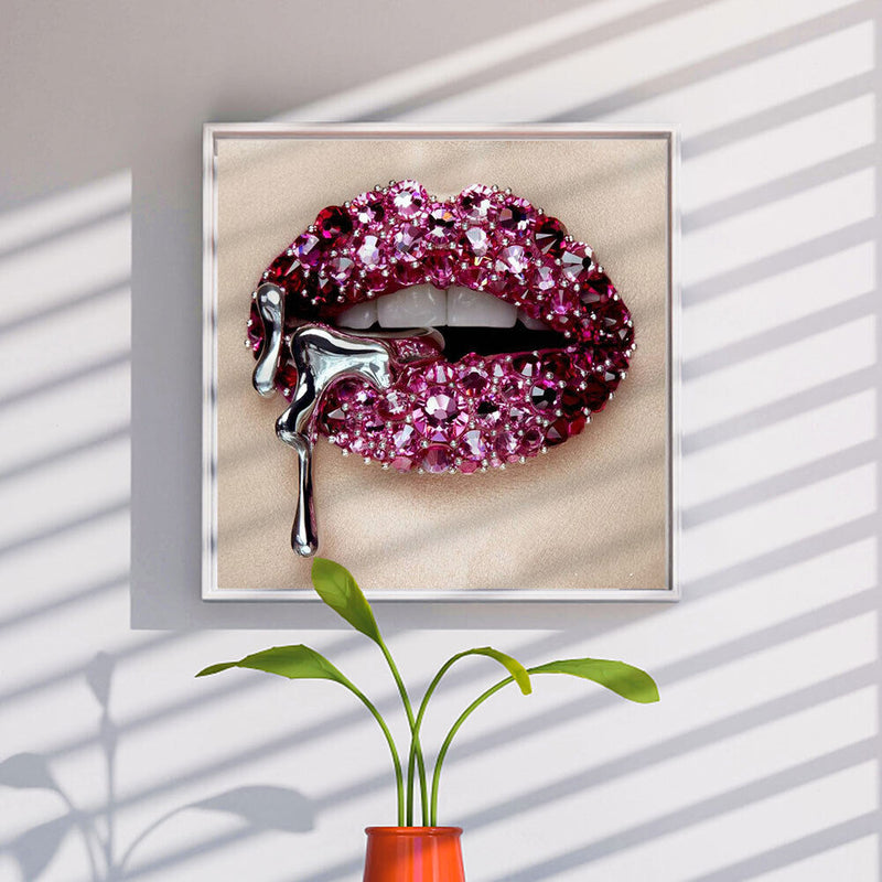 5D DIY Diamond Painting Full Round Drill Diamond Art Lips Wall Decor Rhines