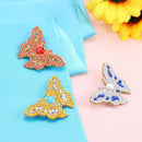 3pcs DIY Full Drill Diamond Brooch Butterfly Rhinestone Jacket Lapel Pins