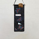 Butterfly Diamond Painting Wall Hanging Storage Bag 3 Pockets Black (AA991)