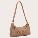 Women Fashion Shoulder Bag Alligator Pattern PU Chain Tote Handbag (Khaki)