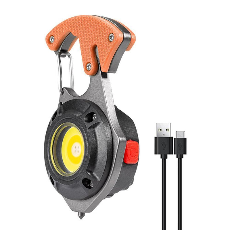 Multifunction COB LED Flashlight Camping Mini Screwdriver Keychain Lamp (Black)