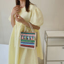 Women Linen Shoulder Bag Retro Ethnic Large Capacity Tassels Tote Travel Handbag