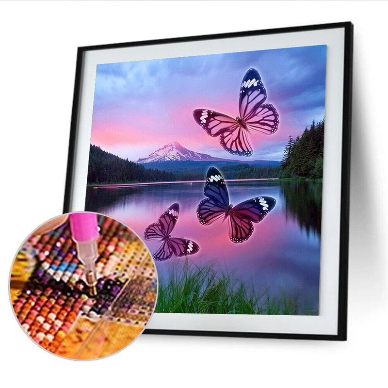 5D DIY Butterflies Full Round Drill Mosaic Diamond Painting Rhinestone Art Cr