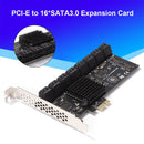16-Port PCIE Expansion Card Controller PCIe SATA3.0 6GBPS Adapter for Desktop PC