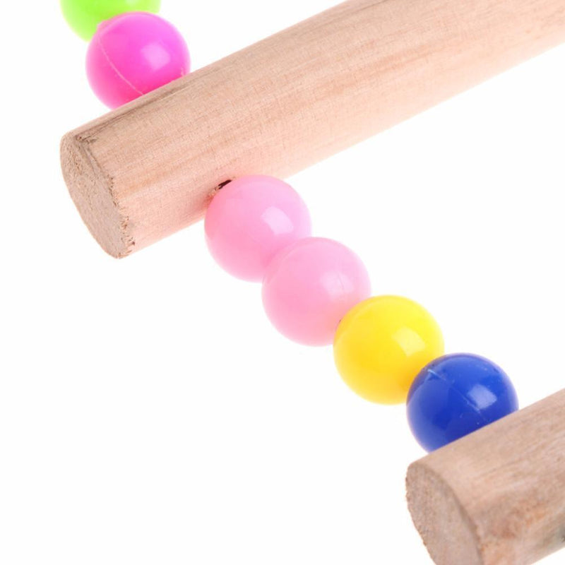 Pet Parrot Ladder Hanging Colorful Balls Wooden Bird Climbing Stairs Perch