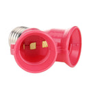 20pcs E27 to 2E27 Lamp Holder Converter Adapter Bulb Base(Pink)