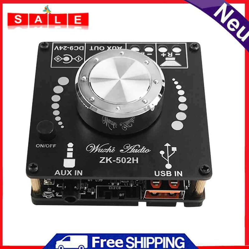 ZK-502H 2x50W HIFI 2.0 Digital Power Amplifier Board AUX Audio Stereo Amp Module