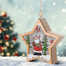 Wooden Christmas Star Xmas Tree Ornament Halloween Decorations LED Light Craft