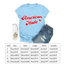 Independence Day Print Letter T-Shirt (Light Blue M)