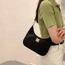 Retro Totes Bag Women Solid Small Casual Underarm Handle Handbag (Black)