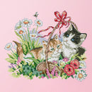 Stamped Cross Stitch Spring Kitties 2-Strand 14CT Embroidery DIY Set (D376)