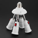 E27 Splitter 4 Heads Lamp Base Adjustable LED Light Holder Adapter Socket