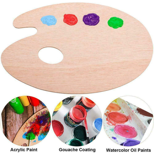 20*30cm Wooden Band With Oval Color Palette Art Painting Board Color Mixer K6D3