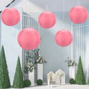 8 inch LED Round Solar Lantern Waterproof Pendant for Garden Decor (Pink) Newly