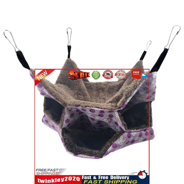 Small Animal Hammocks Warm Plush Hanging Pet 3 Layers Hideout (Purple) Newly