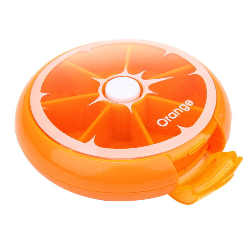 Outdoor Travel Pill Portable 7 Day Rotating Pill Case Orange
