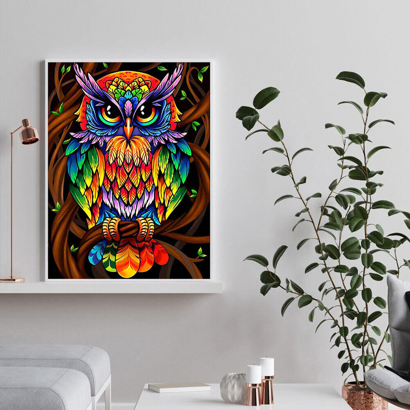 5D Diamond Painting DIY Colorful Owl Full Round Diamond Mosaic Art