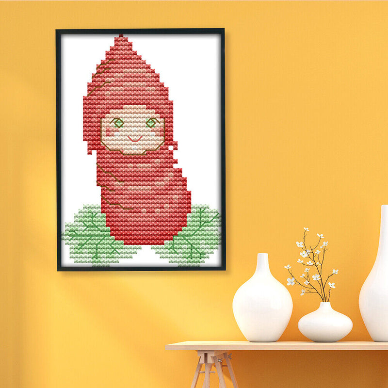 Cute Vegetable Series DIY Canvas 14CT Stamped Kit Print Embroidery Cross Stit