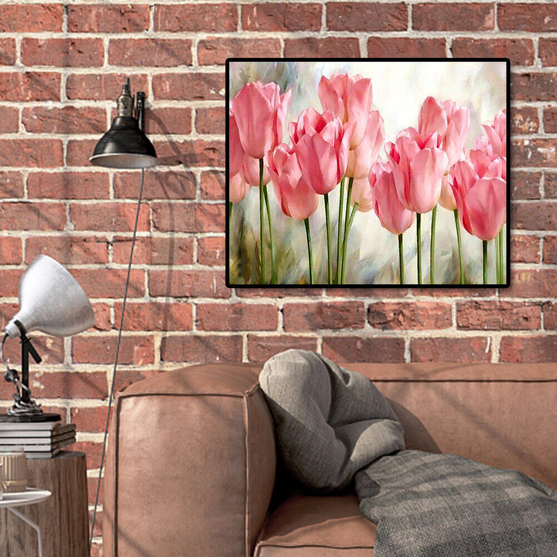 Oil Painting By Numbers Pink Roses Acrylic Paints Canvas Coloring Pictures