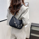 Women Retro Solid Color Nylon Shoulder Handbag Autumn Winter Zipper Designer Bag