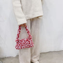 Women Plush Money Purse Retro Animal Pattern Underarm Handbag Plush Shoulder Bag