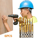 6pcs Self-centering Spiral Pointed Tap HSS Tapping Thread Hex Tap Drill Bit Tool