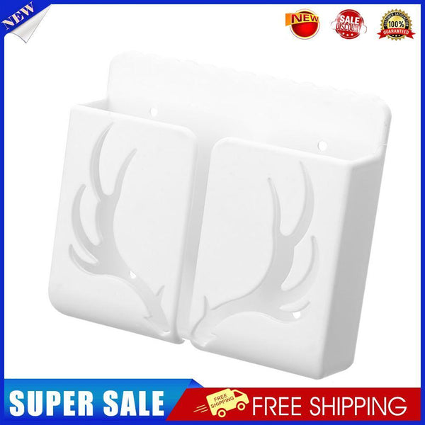 Phone Wall Mounted Holder with Plug Charging Sundries Organizer Box (White)
