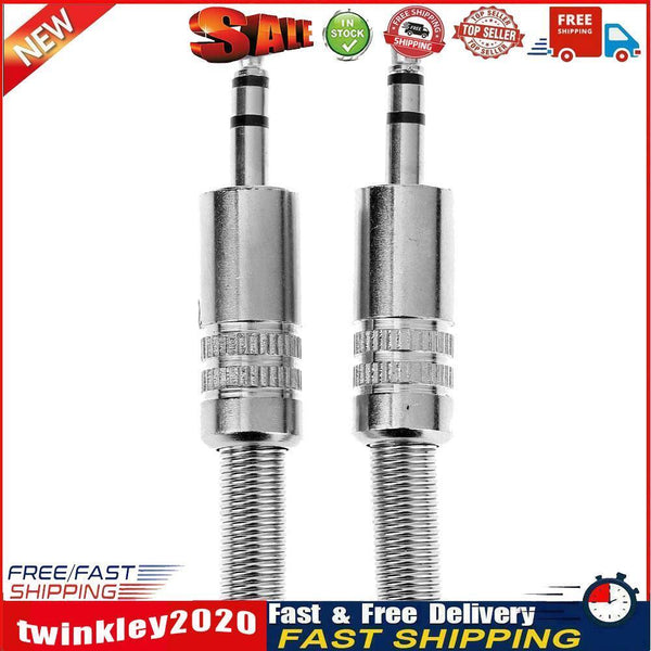 2pcs 3.5mm 1/8in Stereo Male Audio TRS Plated Jack Plug Adapter Connectors Newly