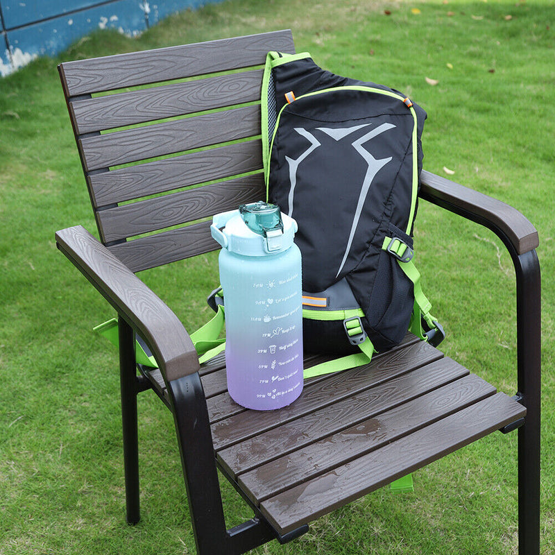 2000ml Water Bottle with Time Marker for Outdoor Sports Drink Cup (Green) Newly