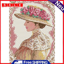 14CT Full Cross Stitch Elegant Lady Stamped DIY Cotton Thread Printed Needlework