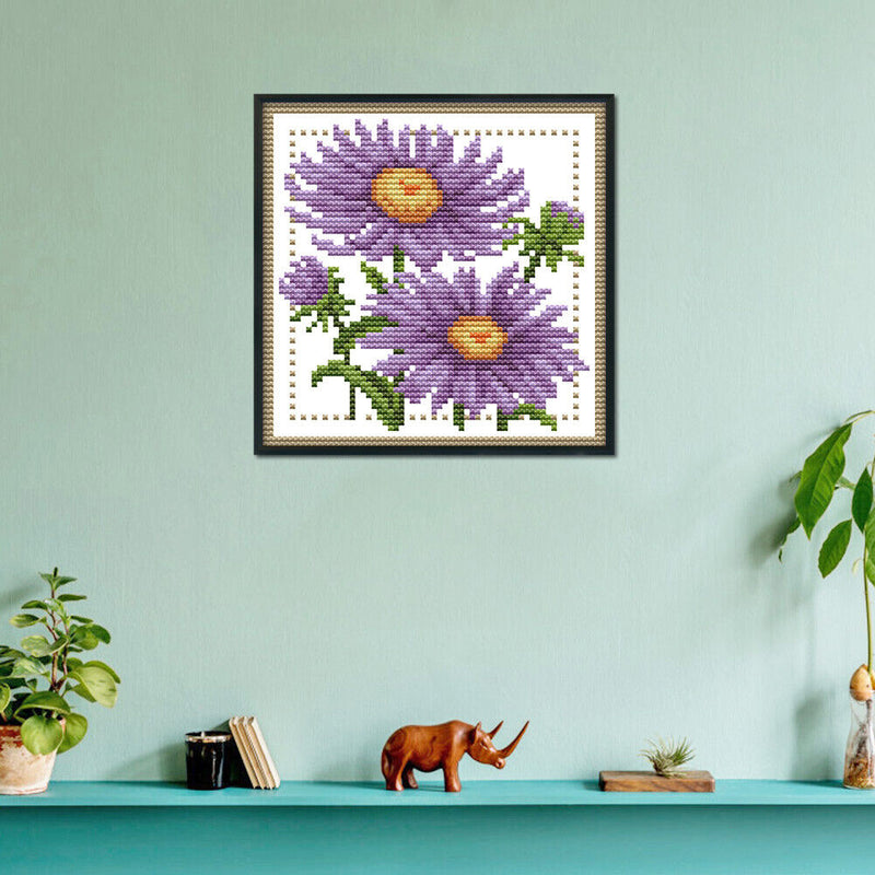 12 Months Flower DIY Cross Stitch 11CT Printed Embroidery (H431 September)