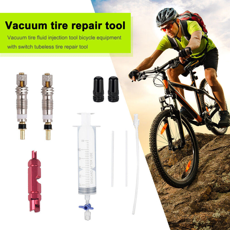 60ml MTB Road Bike Tubeless Tyre Sealant Injector Syringe Tool Kit (Red) Newly
