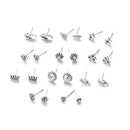Sign Small Women Ear Studs Flowers Leaves Crown Stars Flip-Flops Earring Set