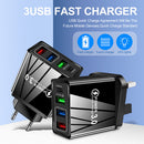 3 USB Fast Charger 3.1A PD Type-C Wall Power Adapter for Phone (Black EU)