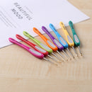 8pcs Soft Plastic Handle Knitting Needles Aluminum Crochet Hooks Set for Weaving