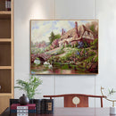Oil Paint By Numbers Cottage Country Frameless Picture Craft Kit for Bedroom