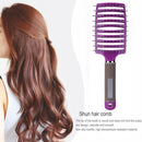 Pro Anti-Static Scalp Massager Hair Brush Curved Row Hairstyle Comb (Purple