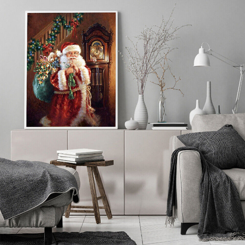 Hand Painted Oil Paint by Numbers DIY Santa Drawing Wall Hanging Decoration Gift