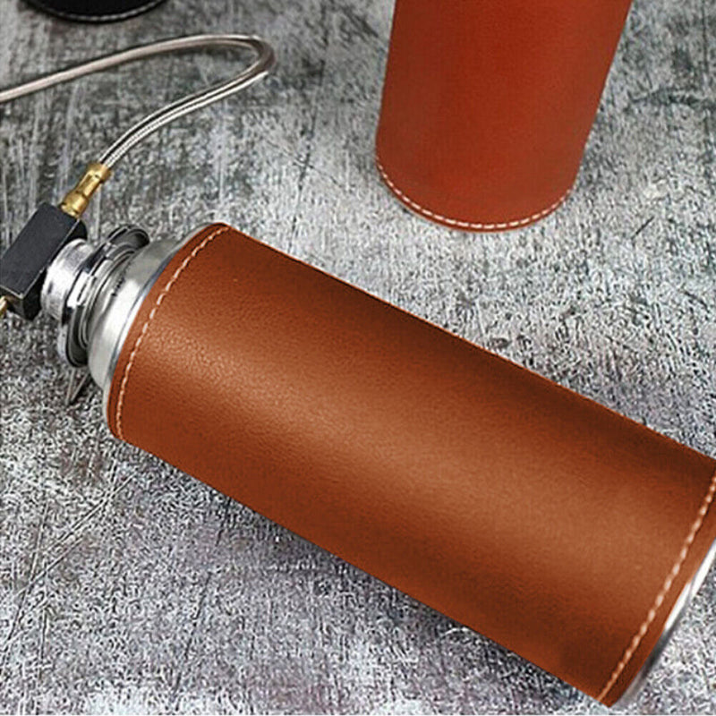 Gas Tank Protective Cover PU Outdoor Camp Fuel Cylinder Storage Bag (Brown)